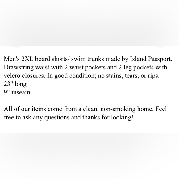 Men's 2XL Island Passport Board Shorts Swim Trunks Hawaiian Drawstring Pockets - Picture 10 of 10